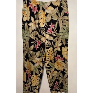 Talbots Pure Silk Floral Lined Pants Size 10 Medium Floral Tropical Straight